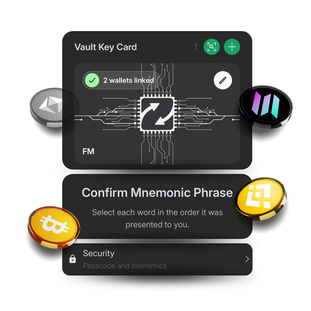 Vault Key Card linked to wallets inside Zypto App
