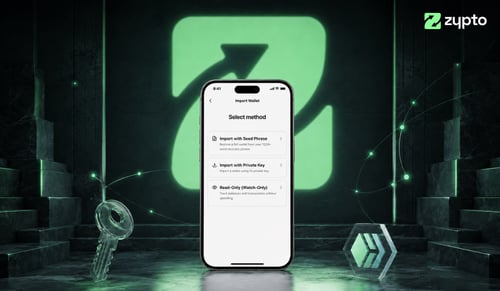 How to Import a Crypto Wallet Into Zypto App