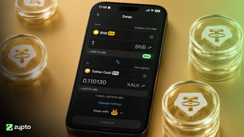 Buy, Manage, Send, Swap and Protect Tether Gold (XAUt) in Zypto App