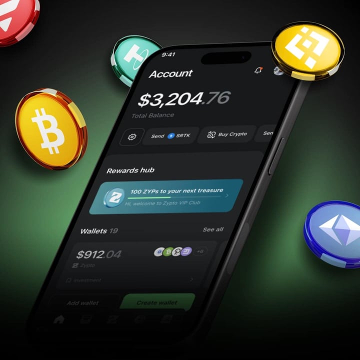 Card funding screen in the Zypto app
