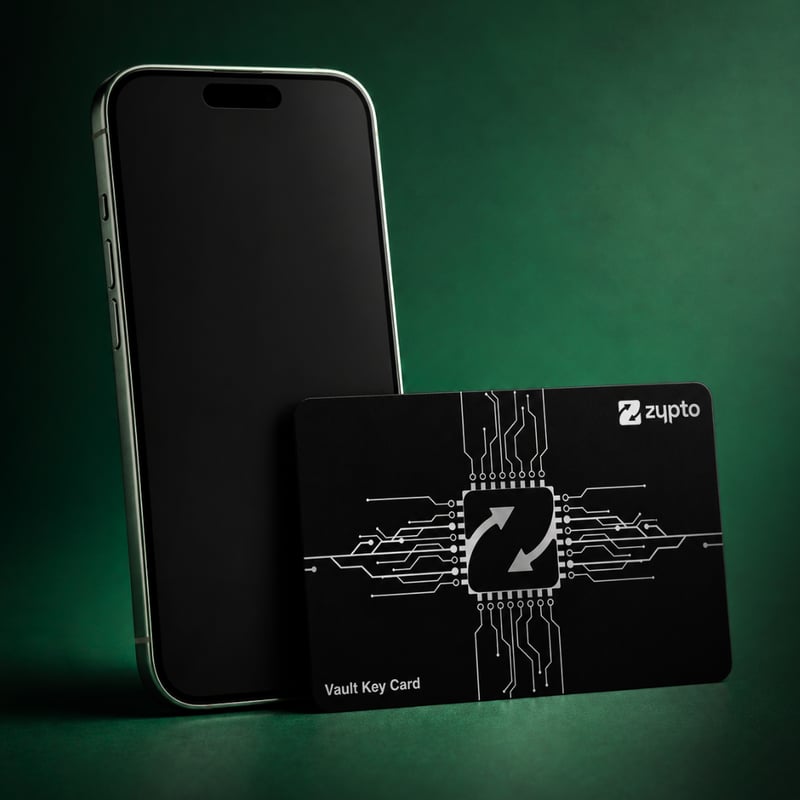 Zypto Vault Key Card  -  front and back