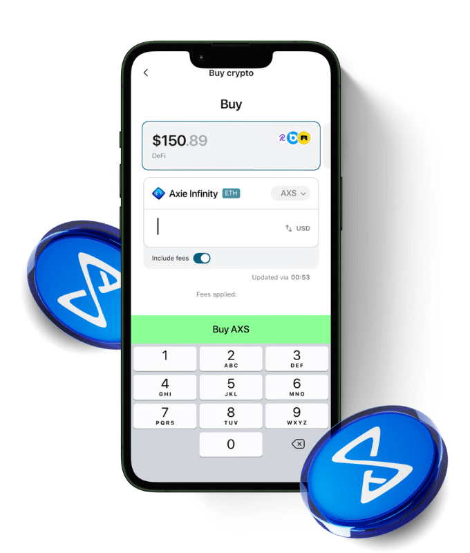 Axie Infinity (AXS) wallet, shown in Zypto App