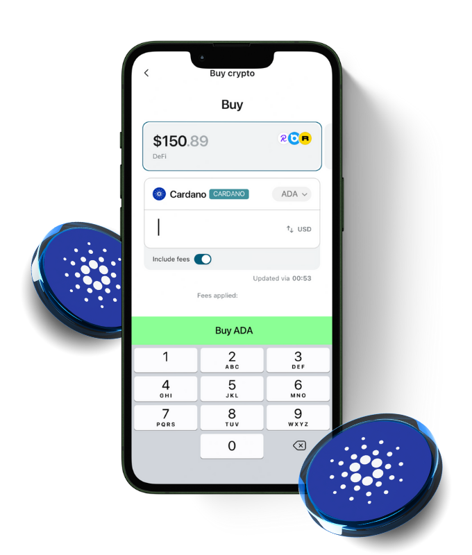 Cardano (ADA) wallet, shown in Zypto App