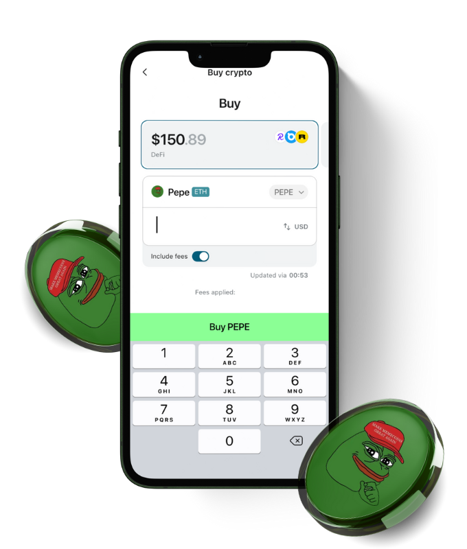 Pepe (PEPE) wallet, shown in Zypto App