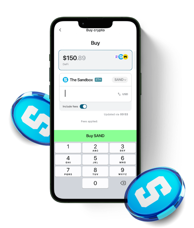 The Sandbox (SAND) wallet, shown in Zypto App