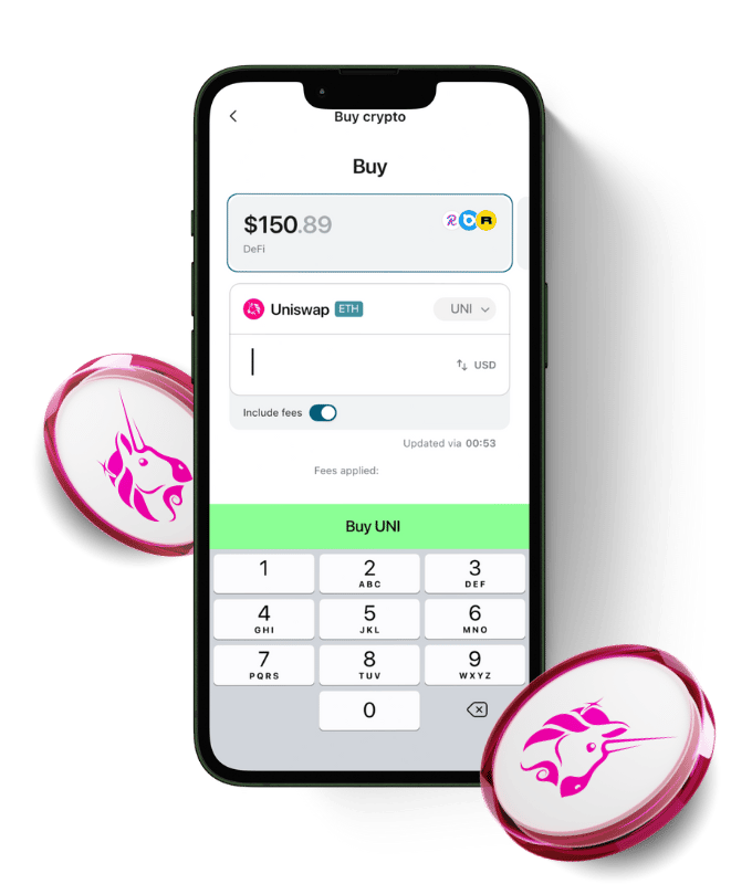 Uniswap (UNI) wallet, shown in Zypto App