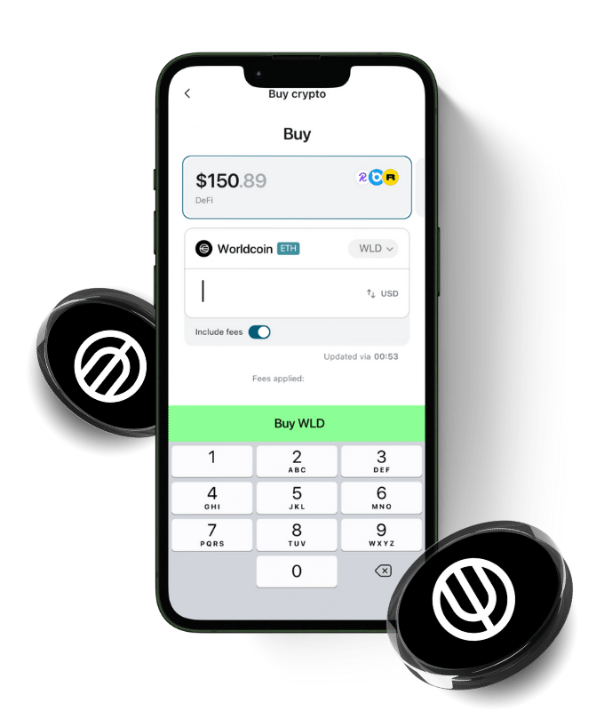 Carteira de Worldcoin (WLD), exibida no Zypto App