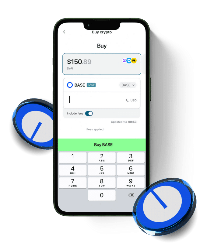 Base (ETH) wallet, shown in the Zypto App