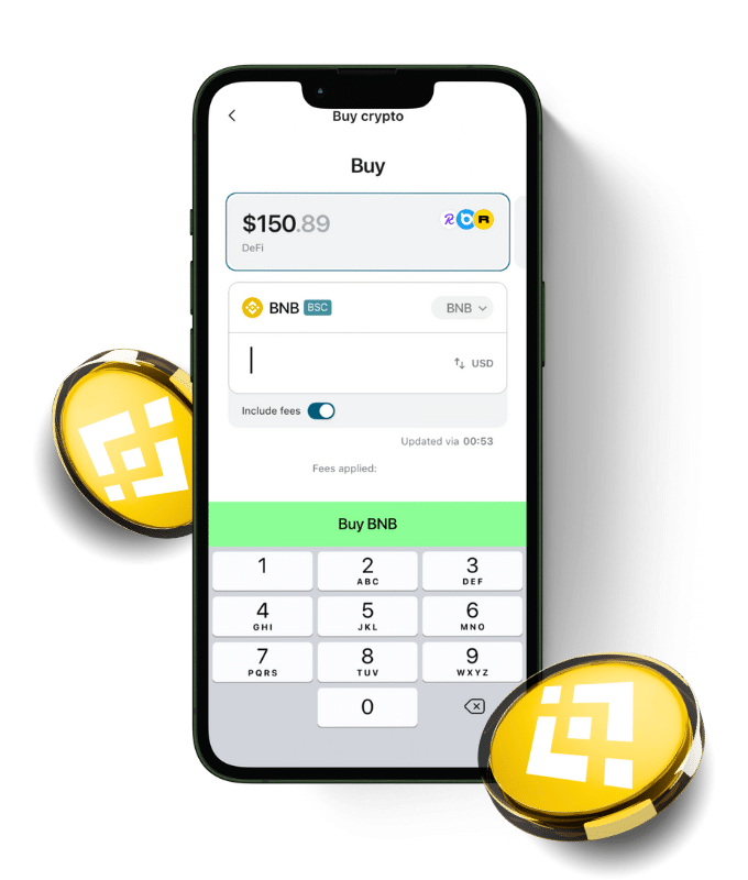 BNB (BNB) wallet, shown in the Zypto App