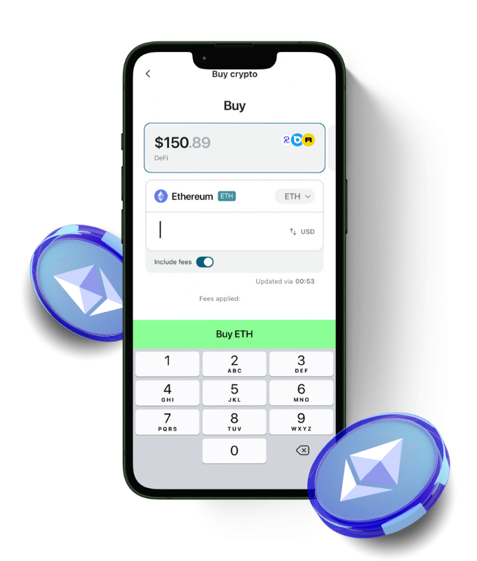 Ethereum (ETH) wallet, shown in the Zypto App