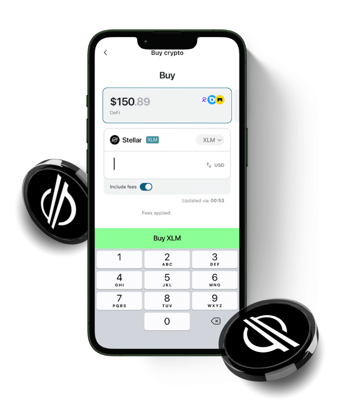 Stellar (XLM) wallet, shown in the Zypto App