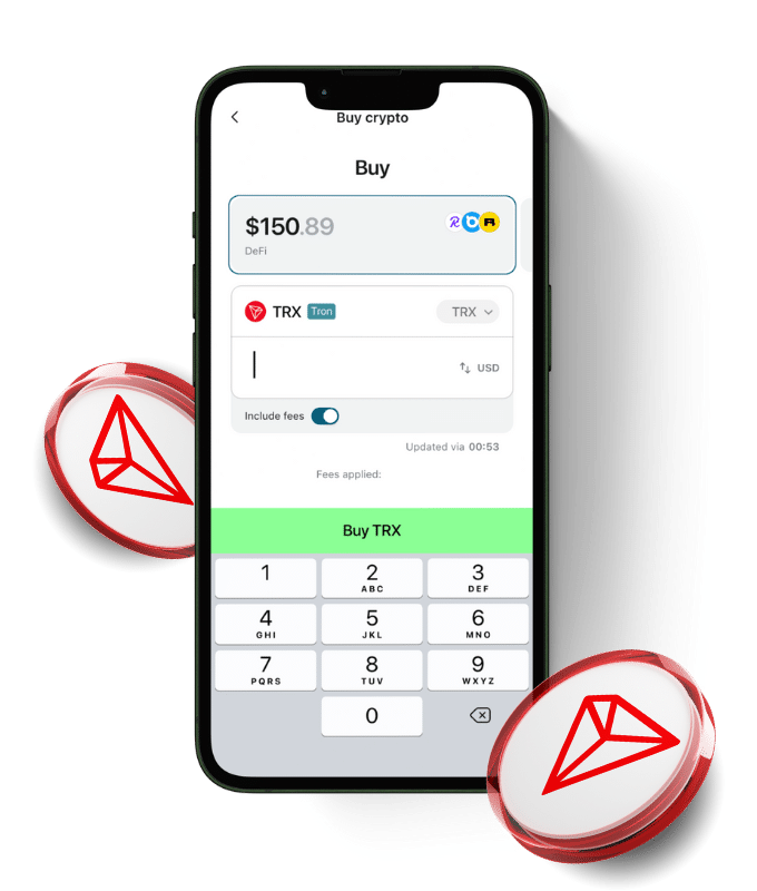 TRON (TRX) wallet, shown in the Zypto App