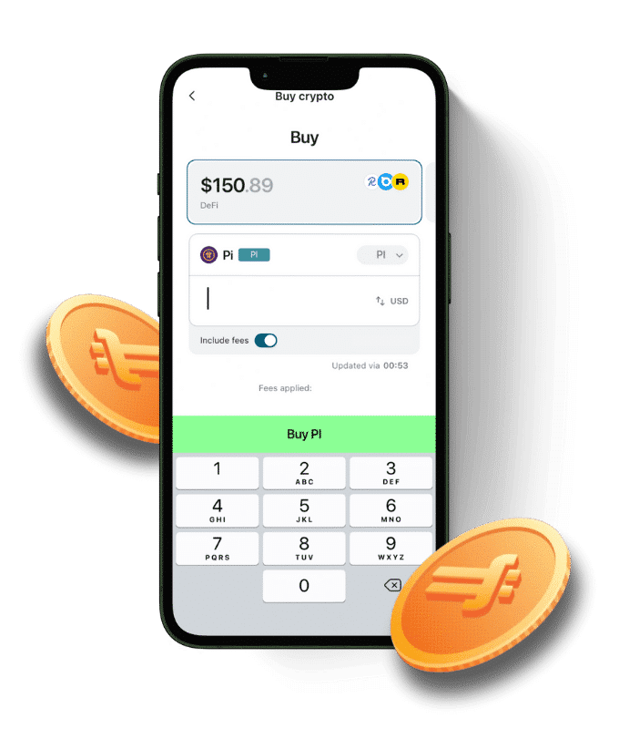 Pi Network (PI) wallet, shown in the Zypto App