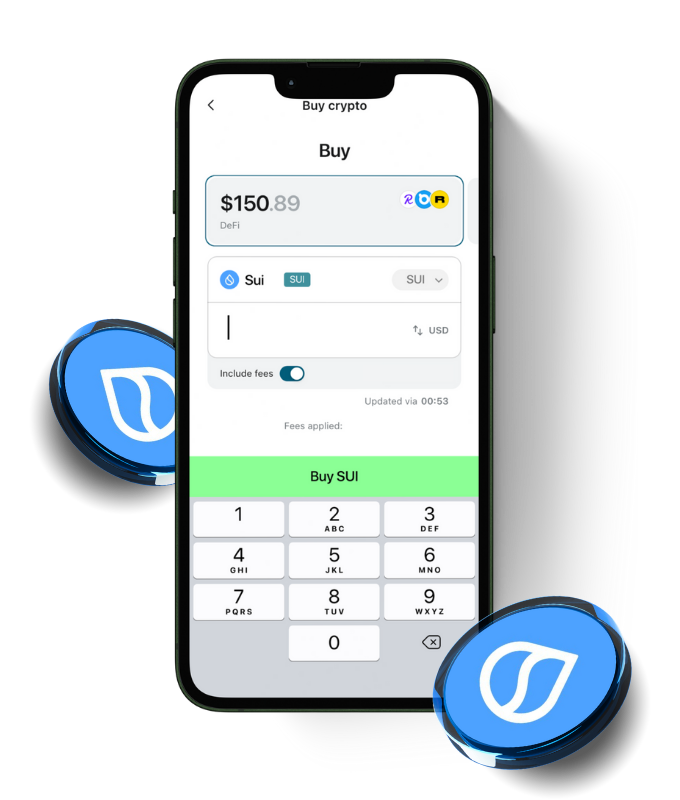 Sui (SUI) wallet, shown in the Zypto App