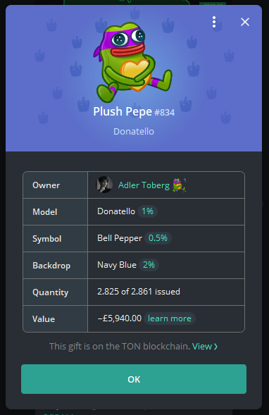 Pavel Durov gifts Plush Pepe NFT to Telegram designer Adler Toberg