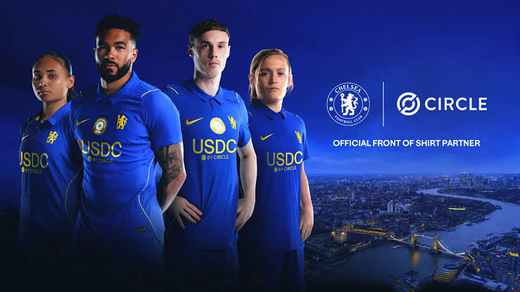 Chelsea FC and Circle USDC front-of-shirt sponsorship announcement