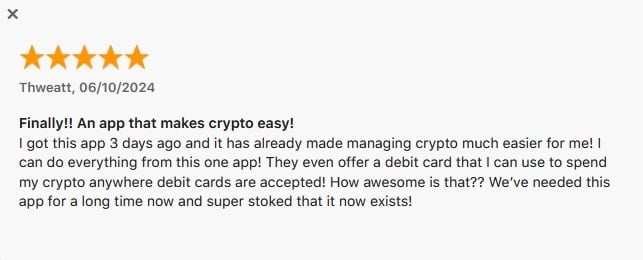 Zypto App 5 Star Review on App Store