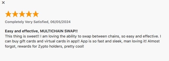 Zypto App 5 Star Review on App Store