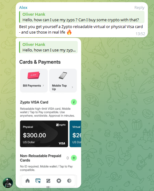 Spending Zypto App ZYP Rewards