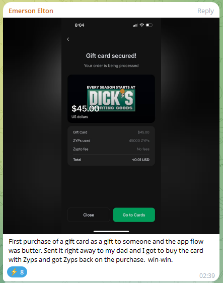 Spending Zypto App ZYP Rewards