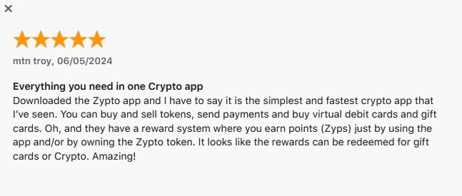Zypto App 5 Star Review on App Store Zypto App 5 Star Review on App Store