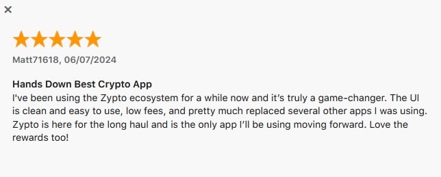 Zypto App 5 Star Review on App Store Zypto App 5 Star Review on App Store